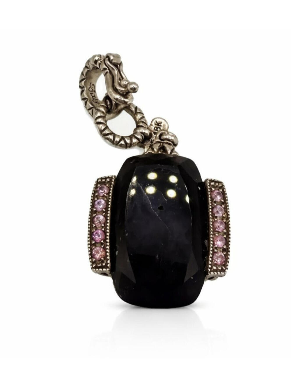 Barbara Bixby Pendant 925 18K Gold Onyx Pink Sapphire 9.54g - Picture 2 of 6